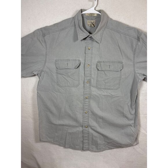 L.L.Bean Mens Traditional Fit Gray Button-Up Shirt Size L -REG100% Cotton - Picture 1 of 10